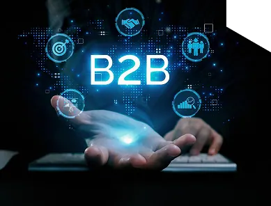 Digital B2B payment network visualisation above a keyboard